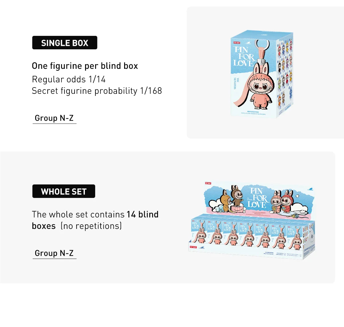 Pop Mart Labubu The Monsters 'Pin for Love' Series Vinyl Plush Pendant Blind Box (N-Z)