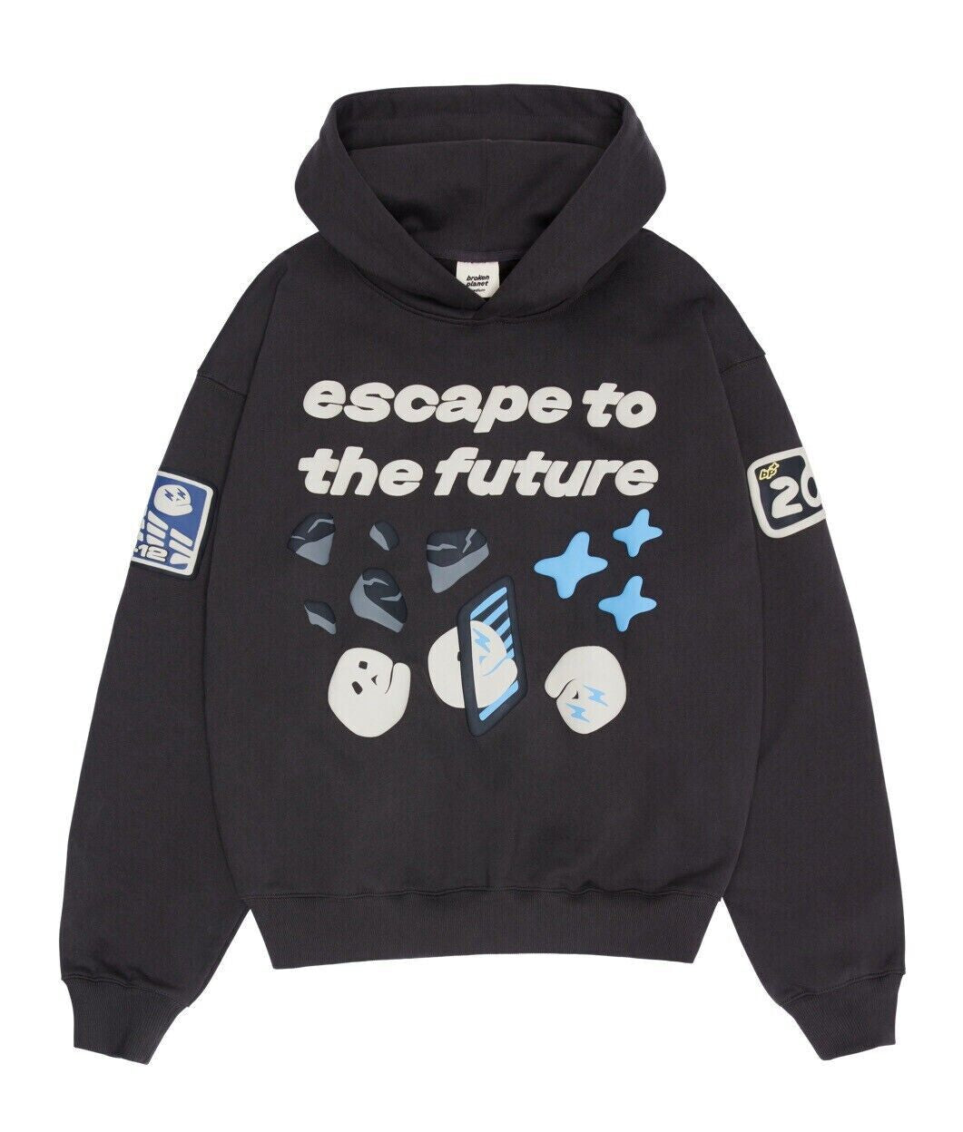 Broken Planet Market Escape To the Future Hoodie - Soot Black