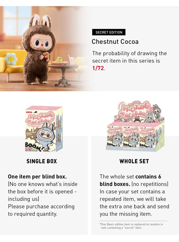 Pop Mart Labubu The Monsters 'Exciting Macarons' Vinyl Face Blind Box
