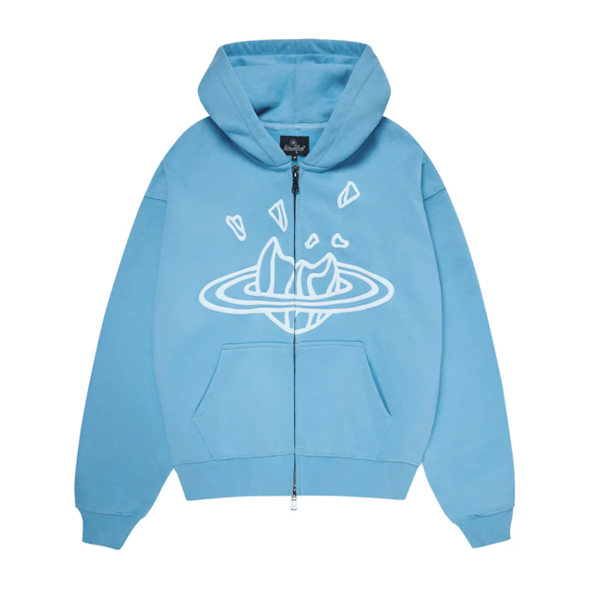 Broken Planet Market Zip-Up Hoodie - Light Blue